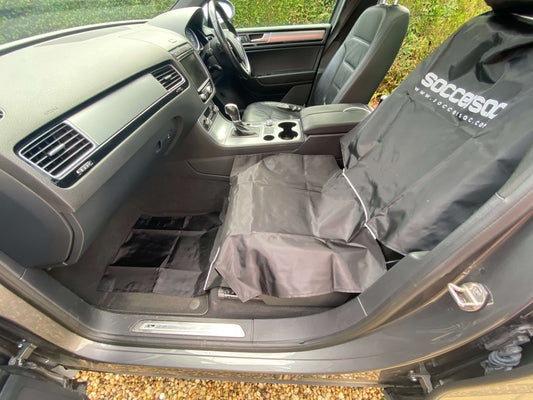 soccersac car seat cover extends into the seat well